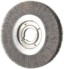 Weiler - 10" OD, 2" Arbor Hole, Crimped Steel Wheel Brush - 1-1/8" Face Width, 2" Trim Length, 0.0118" Filament Diam, 3,600 RPM - Industrial Tool & Supply