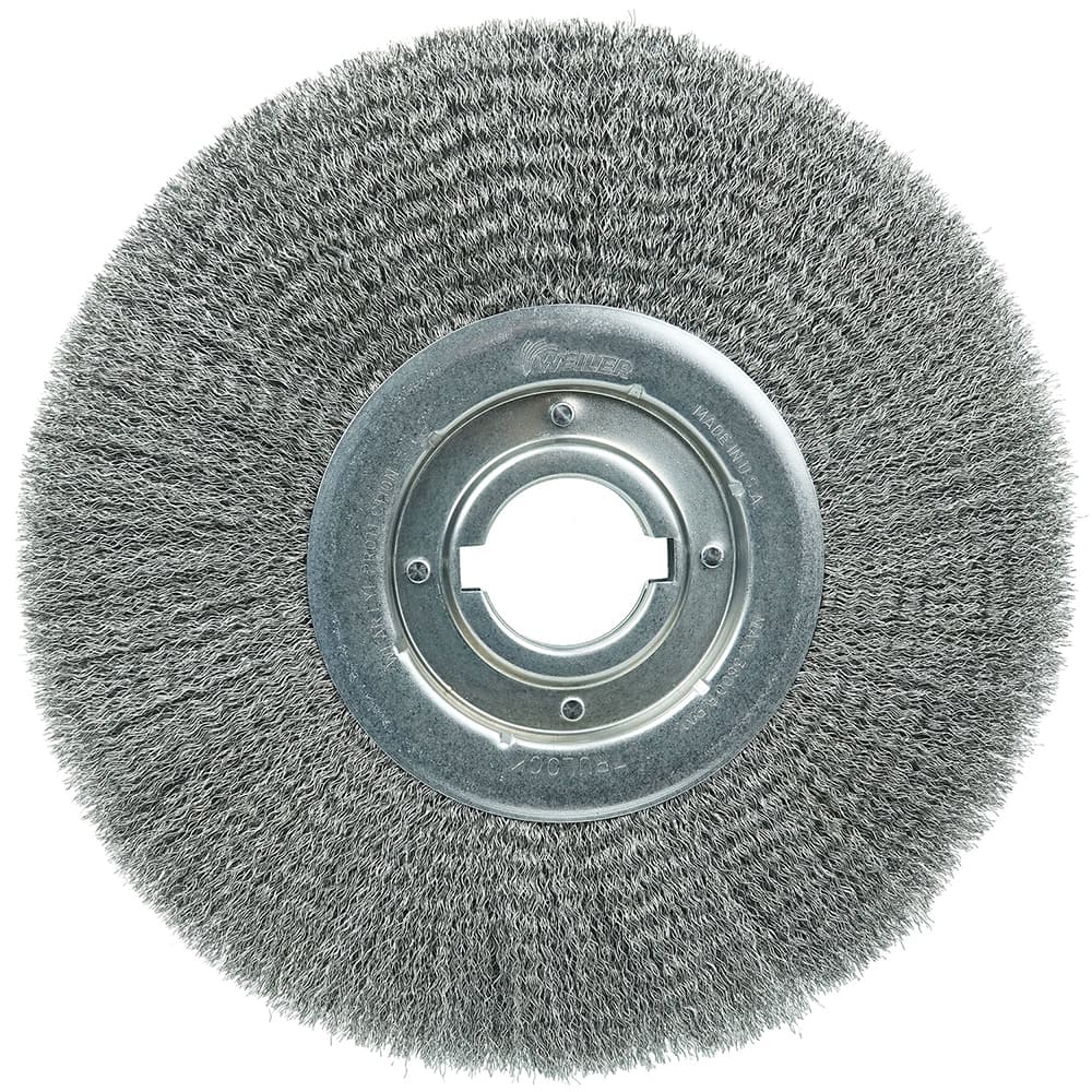 Wheel Brushes; Wire Type: Crimped; Outside Diameter (Inch): 12; Arbor Hole Thread Size: 2; Arbor Hole Style: Round; Arbor Hole Size: 2; Fill Material: Steel; Filament Wire Diameter Range: 0.0100-0.0199; Maximum Rpm: 3600.000