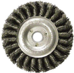 Weiler - 12" OD, 1-1/4" Arbor Hole, Knotted Steel Wheel Brush - 3/4" Face Width, 2-3/4" Trim Length, 0.0118" Filament Diam, 3,600 RPM - Industrial Tool & Supply