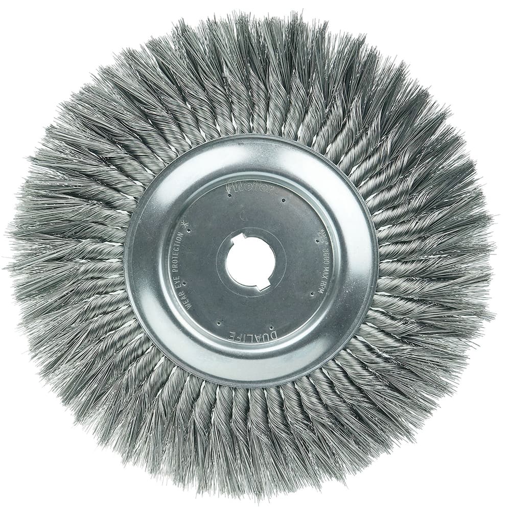 Wheel Brushes; Wire Type: Knotted; Outside Diameter (Inch): 12; Arbor Hole Thread Size: 5/8; Arbor Hole Style: Round; Arbor Hole Size: 1-1/4; Fill Material: Steel; Filament Wire Diameter Range: 0.0100-0.0199; Maximum Rpm: 3600.000; Wire Knot Type: Standar