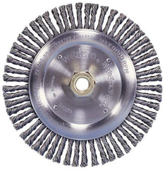Weiler - 12" OD, 1-1/4" Arbor Hole, Knotted Steel Wheel Brush - 3/4" Face Width, 2-3/4" Trim Length, 0.016" Filament Diam, 3,600 RPM - Industrial Tool & Supply