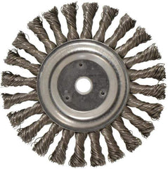 Weiler - 6" OD, 5/8" Arbor Hole, Knotted Steel Wheel Brush - 1/2" Face Width, 1-3/8" Trim Length, 0.023" Filament Diam, 12,500 RPM - Industrial Tool & Supply