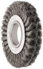 Weiler - 6" OD, 2" Arbor Hole, Knotted Steel Wheel Brush - 7/8" Face Width, 1-3/8" Trim Length, 0.016" Filament Diam, 8,000 RPM - Industrial Tool & Supply