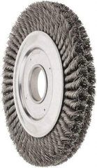 Weiler - 10" OD, 2" Arbor Hole, Knotted Steel Wheel Brush - 1-1/4" Face Width, 1-3/4" Trim Length, 0.023" Filament Diam, 4,500 RPM - Industrial Tool & Supply