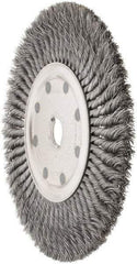 Weiler - 12" OD, 1-1/4" Arbor Hole, Knotted Steel Wheel Brush - 5/8" Face Width, 2-1/4" Trim Length, 0.02" Filament Diam, 4,500 RPM - Industrial Tool & Supply