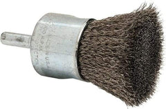 Weiler - 1" Brush Diam, Crimped, End Brush - 1/4" Diam Steel Shank, 22,000 Max RPM - Industrial Tool & Supply