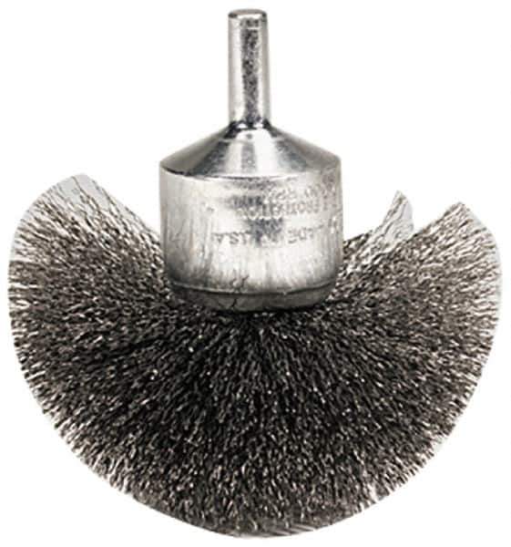 Weiler - 2-3/4" Brush Diam, Crimped, Flared End Brush - 1/4" Diam Shank, 16,000 Max RPM - Industrial Tool & Supply