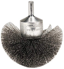 Weiler - 2-3/4" Brush Diam, Crimped, Flared End Brush - 1/4" Diam Shank, 16,000 Max RPM - Industrial Tool & Supply