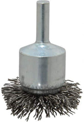 Weiler - 1-1/2" Brush Diam, Crimped, Flared End Brush - 1/4" Diam Shank, 20,000 Max RPM - Industrial Tool & Supply