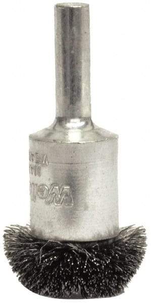 Weiler - 1" Brush Diam, Crimped, Flared End Brush - 1/4" Diam Shank, 25,000 Max RPM - Industrial Tool & Supply