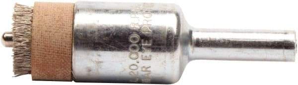 Weiler - 1/2" Brush Diam, Crimped, End Brush - 1/4" Diam Shank, 20,000 Max RPM - Industrial Tool & Supply