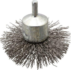 Weiler - 3" Brush Diam, Crimped, Flared End Brush - 1/4" Diam Shank, 16,000 Max RPM - Industrial Tool & Supply