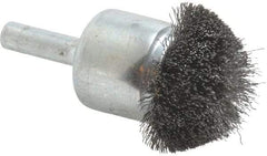 Weiler - 1-1/4" Brush Diam, Crimped, Flared End Brush - 1/4" Diam Shank, 20,000 Max RPM - Industrial Tool & Supply