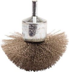 Weiler - 3" Brush Diam, Crimped, Flared End Brush - 1/4" Diam Shank, 16,000 Max RPM - Industrial Tool & Supply