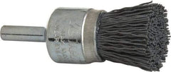 Weiler - 320 Grit, 3/4" Brush Diam, Crimped, End Brush - Extra Fine Grade, 1/4" Diam Shank, 10,000 Max RPM - Industrial Tool & Supply