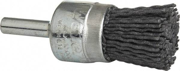 Weiler - 120 Grit, 3/4" Brush Diam, Crimped, End Brush - Fine Grade, 1/4" Diam Shank, 10,000 Max RPM - Industrial Tool & Supply