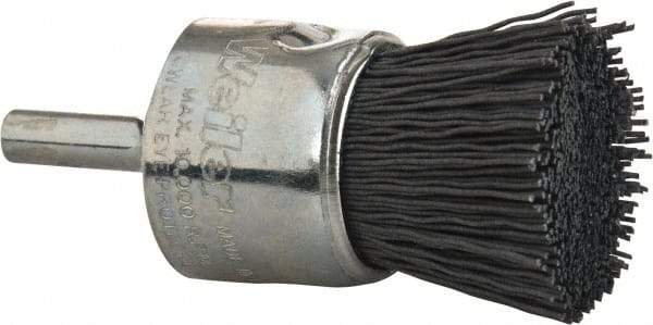 Weiler - 320 Grit, 1" Brush Diam, Crimped, End Brush - Extra Fine Grade, 1/4" Diam Shank, 10,000 Max RPM - Industrial Tool & Supply