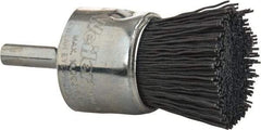 Weiler - 320 Grit, 1" Brush Diam, Crimped, End Brush - Extra Fine Grade, 1/4" Diam Shank, 10,000 Max RPM - Industrial Tool & Supply