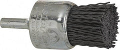 Weiler - 180 Grit, 1" Brush Diam, Crimped, End Brush - Very Fine Grade, 1/4" Diam Shank, 10,000 Max RPM - Industrial Tool & Supply