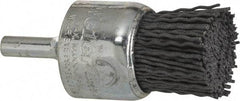 Weiler - 120 Grit, 1" Brush Diam, Crimped, End Brush - Fine Grade, 1/4" Diam Shank, 10,000 Max RPM - Industrial Tool & Supply