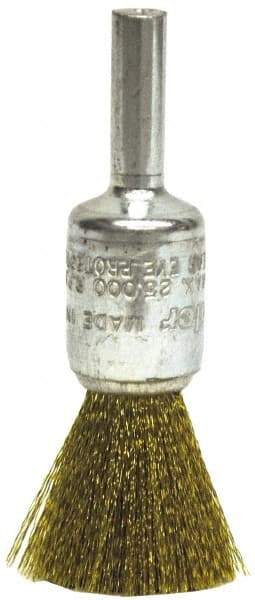 Weiler - 1" Brush Diam, Crimped, End Brush - 1/4" Diam Steel Shank, 20,000 Max RPM - Industrial Tool & Supply