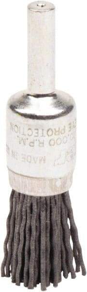 Weiler - 180 Grit, 1/2" Brush Diam, Crimped, End Brush - Very Fine Grade, 1/4" Diam Shank, 10,000 Max RPM - Industrial Tool & Supply