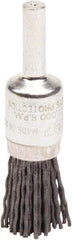 Weiler - 180 Grit, 1/2" Brush Diam, Crimped, End Brush - Very Fine Grade, 1/4" Diam Shank, 10,000 Max RPM - Industrial Tool & Supply