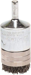 Weiler - 1" Brush Diam, Crimped, End Brush - 1/4" Diam Steel Shank, 10,000 Max RPM - Industrial Tool & Supply