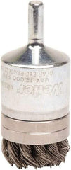 Weiler - 1-1/8" Brush Diam, Knotted, End Brush - 1/4" Diam Shank, 18,000 Max RPM - Industrial Tool & Supply