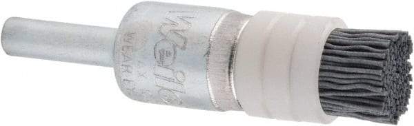 Weiler - 320 Grit, 1/2" Brush Diam,Crimped, End Brush - Extra Fine Grade, 1/4" Diam Shank, 10,000 Max RPM - Industrial Tool & Supply
