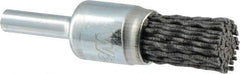Weiler - 120 Grit, 1/2" Brush Diam, Crimped, End Brush - Fine Grade, 1/4" Diam Shank, 10,000 Max RPM - Industrial Tool & Supply