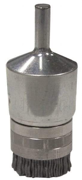 Weiler - 180 Grit, 3/4" Brush Diam, Crimped, End Brush - Very Fine Grade, 1/4" Diam Shank, 10,000 Max RPM - Industrial Tool & Supply