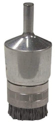 Weiler - 180 Grit, 3/4" Brush Diam, Crimped, End Brush - Very Fine Grade, 1/4" Diam Shank, 10,000 Max RPM - Industrial Tool & Supply