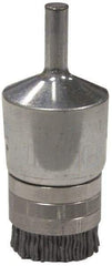 Weiler - 180 Grit, 1" Brush Diam, Crimped, End Brush - Very Fine Grade, 1/4" Diam Shank, 10,000 Max RPM - Industrial Tool & Supply