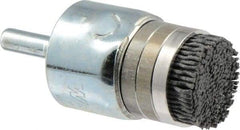 Weiler - 120 Grit, 1" Brush Diam, Crimped, End Brush - Fine Grade, 1/4" Diam Shank, 10,000 Max RPM - Industrial Tool & Supply