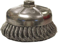 Weiler - 2-3/4" Diam, 3/8-24 Threaded Arbor, Stainless Steel Fill Cup Brush - 0.02 Wire Diam, 1" Trim Length, 14,000 Max RPM - Industrial Tool & Supply