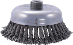 Weiler - 6" Diam, 5/8-11 Threaded Arbor, Steel Fill Cup Brush - 0.035 Wire Diam, 1-5/8" Trim Length, 6,000 Max RPM - Industrial Tool & Supply