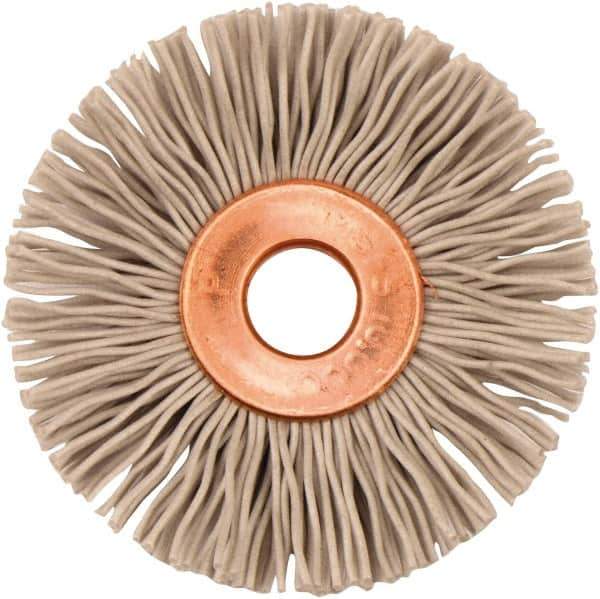 Weiler - 1-3/8" OD, 1/4" Arbor Hole, Nylon Wheel Brush - 5/16" Face Width, 3/8" Trim Length, 0.018" Filament Diam, 10,000 RPM - Industrial Tool & Supply