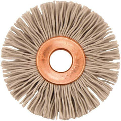 Weiler - 1-3/8" OD, 1/4" Arbor Hole, Nylon Wheel Brush - 5/16" Face Width, 3/8" Trim Length, 0.018" Filament Diam, 10,000 RPM - Industrial Tool & Supply