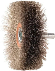 Weiler - 3" OD, 1/4" Shank Diam, Crimped Stainless Steel Wheel Brush - 1" Face Width, 15/16" Trim Length, 0.008" Filament Diam, 20,000 RPM - Industrial Tool & Supply