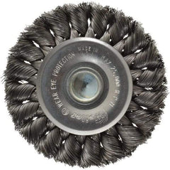 Weiler - 3-1/4" OD, 1/4" Shank Diam, Knotted Steel Wheel Brush - 3/8" Face Width, 5/8" Trim Length, 0.0118" Filament Diam, 25,000 RPM - Industrial Tool & Supply