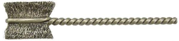 Weiler - 3/4" Diam Flat Steel Tube Brush - 0.005" Filament Diam, 5/8" Brush Length, 2-1/4" OAL, 1/8" Diam Shank - Industrial Tool & Supply