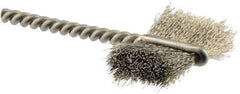 Weiler - 1" Diam Flat Stainless Steel Tube Brush - 0.005" Filament Diam, 5/8" Brush Length, 2-1/4" OAL, 1/8" Diam Shank - Industrial Tool & Supply