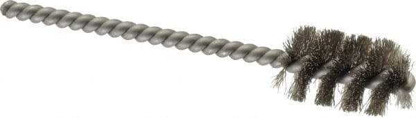 Weiler - 5/8" Diam Helical Stainless Steel Tube Brush - 0.005" Filament Diam, 1" Brush Length, 3-1/2" OAL, 3/16" Diam Stainless Steel Shank - Industrial Tool & Supply