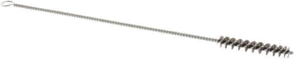 Weiler - 1-1/2" Long x 1/4" Diam Stainless Steel Hand Tube Brush - Single Spiral, 7" OAL, 0.003" Wire Diam, 3/32" Shank Diam - Industrial Tool & Supply