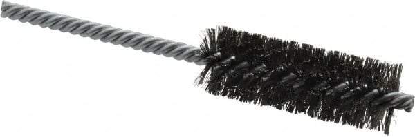 Weiler - 7/8" Diam Helical Steel Tube Brush - Double Spiral, 0.006" Filament Diam, 2-1/2" Brush Length, 5-1/2" OAL, 1/4" Diam Shank - Industrial Tool & Supply