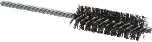 Weiler - 7/8" Diam Helical Steel Tube Brush - Double Spiral, 0.0104" Filament Diam, 2-1/2" Brush Length, 5-1/2" OAL, 1/4" Diam Shank - Industrial Tool & Supply