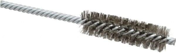 Weiler - 3/4" Diam Helical Stainless Steel Tube Brush - Double Spiral, 0.006" Filament Diam, 2-1/2" Brush Length, 5-1/2" OAL, 1/4" Diam Shank - Industrial Tool & Supply