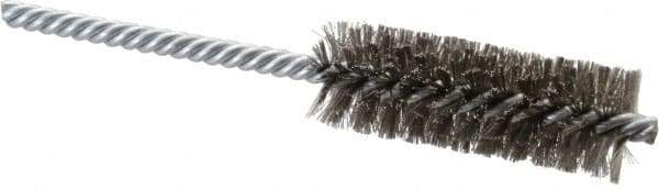 Weiler - 7/8" Diam Helical Stainless Steel Tube Brush - Double Spiral, 0.006" Filament Diam, 2-1/2" Brush Length, 5-1/2" OAL, 1/4" Diam Shank - Industrial Tool & Supply