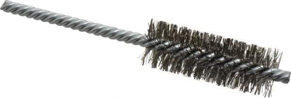 Weiler - 7/8" Diam Helical Stainless Steel Tube Brush - Double Spiral, 0.0104" Filament Diam, 2-1/2" Brush Length, 5-1/2" OAL, 1/4" Diam Shank - Industrial Tool & Supply